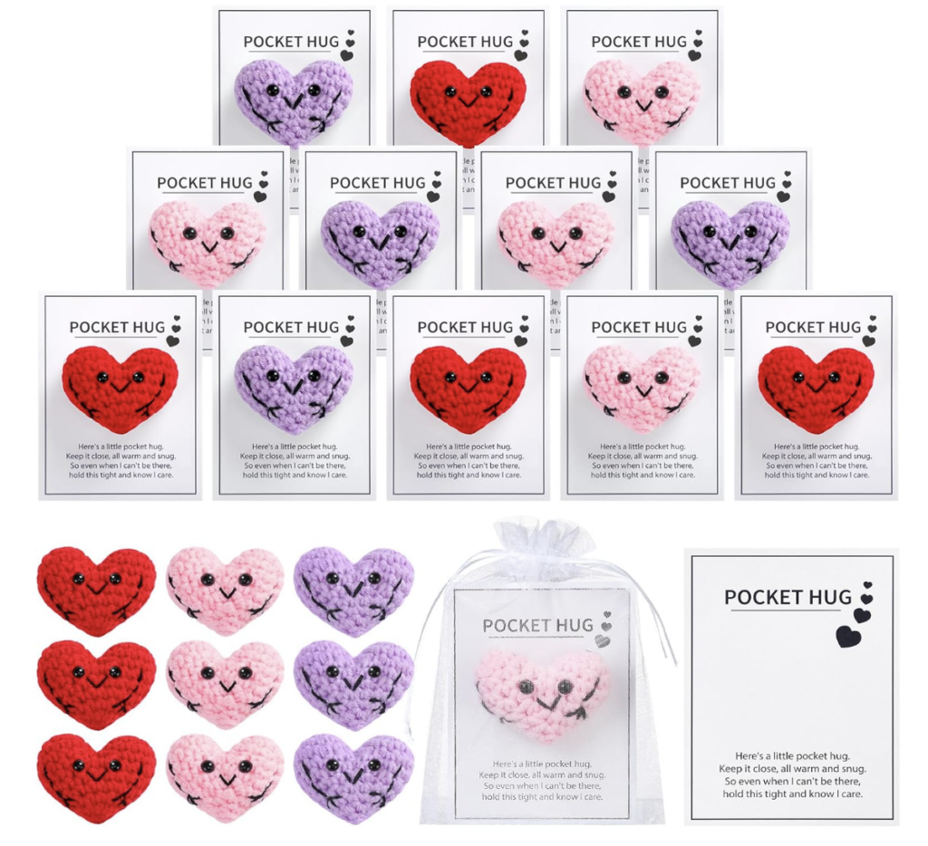 Handmade Crocheted Pocket Hug Hearts!